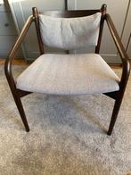 Scandinavische vintage fauteuil — gebogen hout en chique kus, Huis en Inrichting, Ophalen, Zo goed als nieuw, Hout