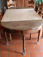 ancienne table ronde en chêne avec allonges, 200 cm of meer, 100 tot 150 cm, Rond, Gebruikt