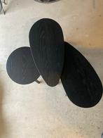 Salontafelset zwart hout retro scandinavische design, Huis en Inrichting, Tafels | Bijzettafels, Minder dan 45 cm, Zo goed als nieuw