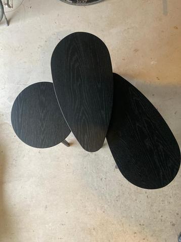 Salontafelset zwart hout retro scandinavische design  beschikbaar voor biedingen