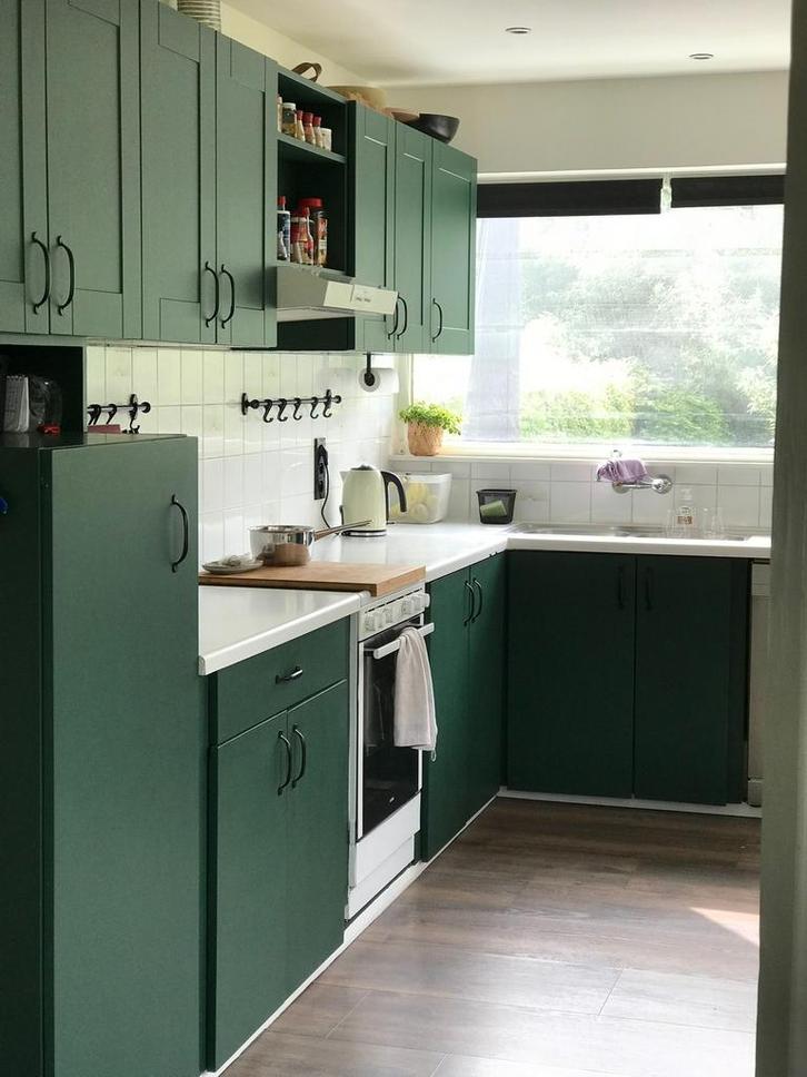 Keuken, Huis en Inrichting, Keuken | Complete keukens, Gebruikt, Hoekkeuken, Groen, Kunststof, Ophalen