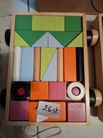 Houten Blokkenwagen, Ophalen of Verzenden, Zo goed als nieuw, Duw- of Trekspeelgoed
