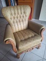 Vintage éénzit one seat fauteuil retro gouden bekleding, Ophalen, Gebruikt, Minder dan 75 cm, 75 tot 100 cm