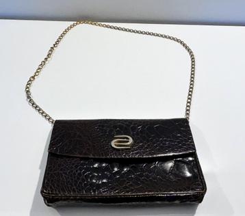 Vintage bruine kroko clutch beschikbaar voor biedingen