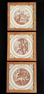 3 Houten kadertjes met beschilderde tegels, Antiek en Kunst, Ophalen of Verzenden