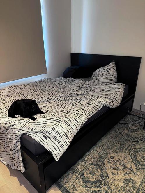 IKEA „MALM” zwart bed met laden, Huis en Inrichting, Slaapkamer | Boxsprings, Zo goed als nieuw, Zwart, Ophalen