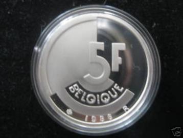 Belgique : 5 francs 1986 FR en argent (PREUVE) + BATAILLE DE, Monnaie en vrac, Argent, Argent, Envoi