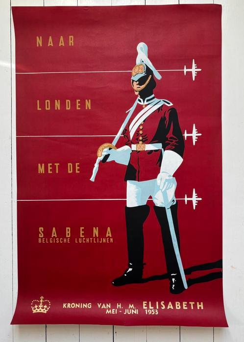 Sabena ORIGINELE vintage affiche 1953, Verzamelen, Posters, Zo goed als nieuw, Ophalen of Verzenden
