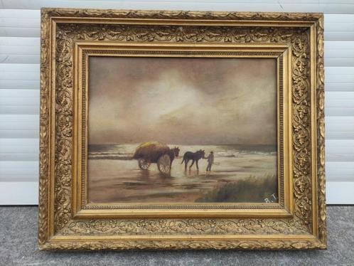 huile sur toile pecheur signe b t, Antiek en Kunst, Kunst | Schilderijen | Klassiek, Ophalen of Verzenden