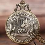 tendance 2024 Creative Wild Wolf Vintage Bronze Montre De Po, Verzenden, Nieuw, Zakhorloge