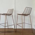 Tabouret de bar en acier cuivré, Avec repose-pieds, 2 tabourets, Enlèvement, Utilisé