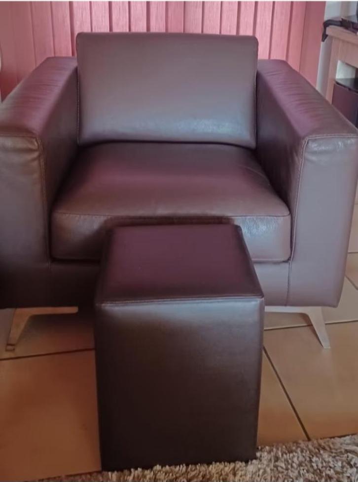 Designe Buffel Lederen Salon., Huis en Inrichting, Zetels | Zetels, Zo goed als nieuw, Rechte bank, Overige maten, 150 tot 200 cm