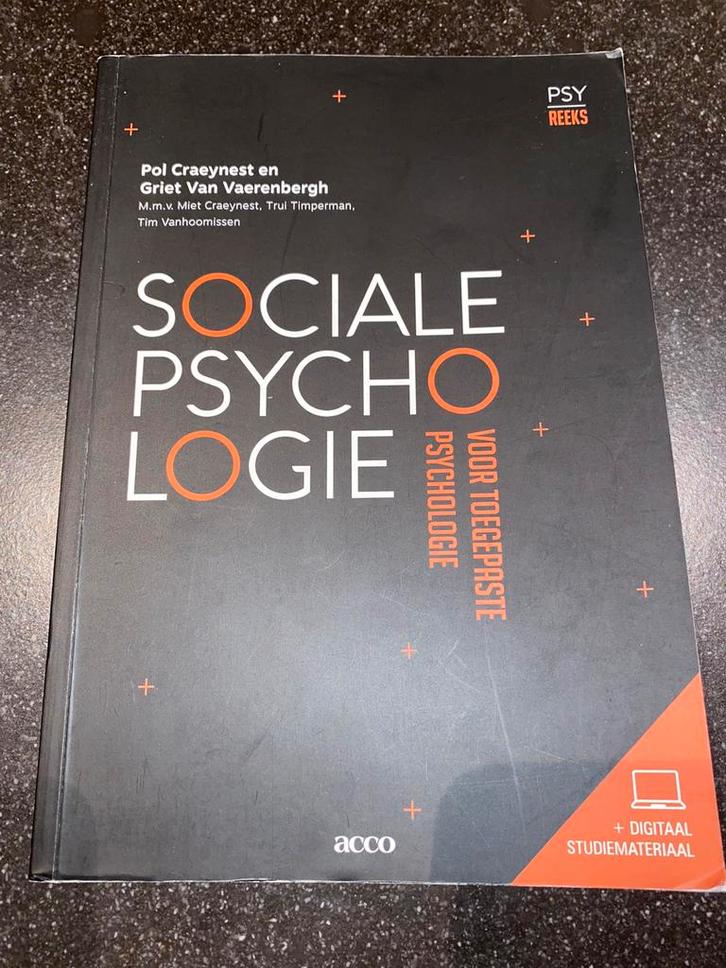 Sociale Psychologie voor toegepaste psychologie, Boeken, Psychologie, Zo goed als nieuw, Sociale psychologie, Ophalen of Verzenden