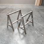 Inox tafelpoten/schragen set, Huis en Inrichting, Ophalen, Tafelpoot, Gebruikt, 50 tot 100 cm