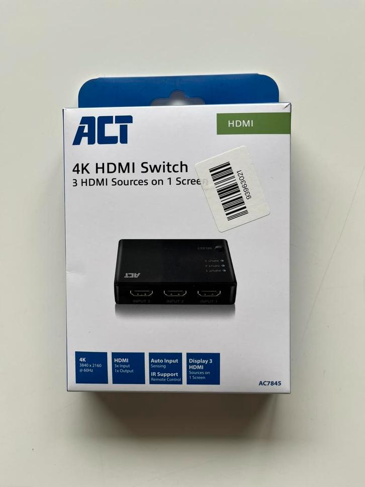 ACT 4K HDMI Switch 3x1, Computers en Software, Harde schijven, Zo goed als nieuw, Console, USB, Ophalen