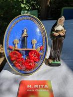 Heiligen beeld Ovaal icoon achter glas, beeldje Heilige Rita, Antiek en Kunst, Antiek | Religieuze voorwerpen, Ophalen of Verzenden