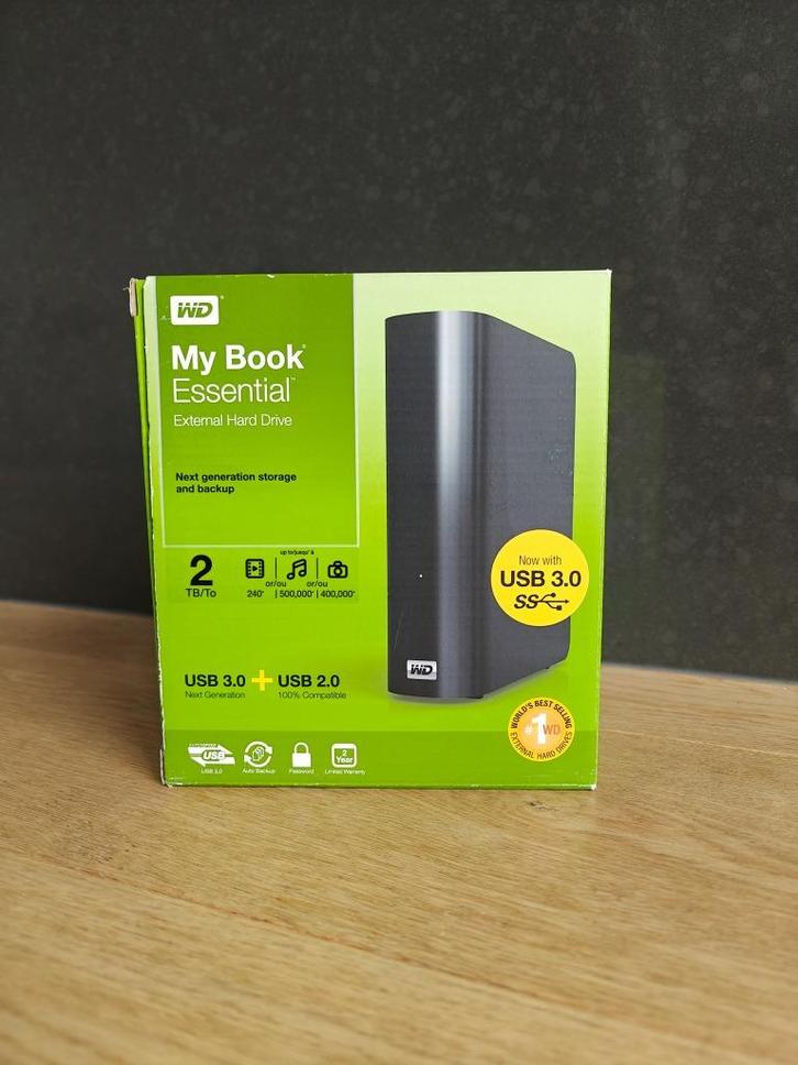 WD My Book Essential 2TB External Hard Drive, Computers en Software, Harde schijven, Gebruikt, Desktop, Extern, HDD, USB, Ophalen