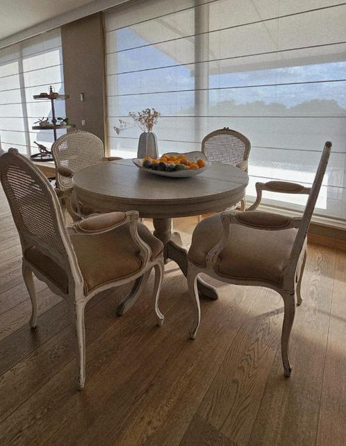 Ronde Italiaanse tafel met 4 stoelen, Huis en Inrichting, Tafels | Eettafels, Zo goed als nieuw, 100 tot 150 cm, 100 tot 150 cm