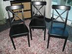 3 houten eetkamerstoelen, Ophalen, Gebruikt, Drie, Zwart