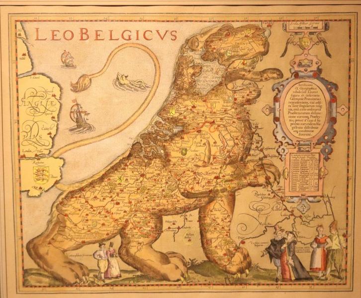 Ingelijste mooie replica van Leo Belgicus, Antiek en Kunst, Kunst | Overige Kunst, Ophalen of Verzenden