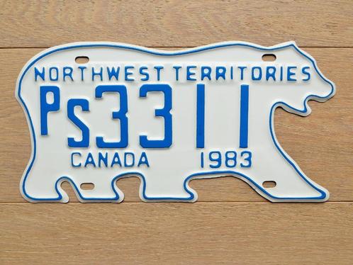 Plaque Polar Bear Territoires du Nord-Ouest (Canada) 1983, Collections, Marques automobiles, Motos & Formules 1, Comme neuf, Voitures