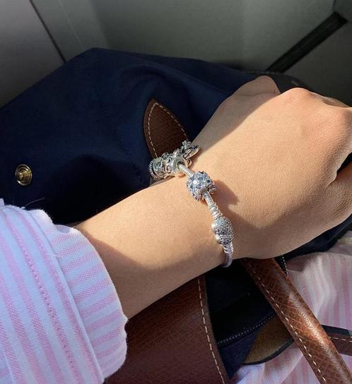 Pandora armband met 4 bedels - ook apart verkrijgbaar, Bijoux, Sacs & Beauté, Bracelets, Neuf, Argent, Argent, Avec bracelets à breloques ou perles