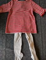 Rood gestreept jurkje met witte broekkousen - maat 74, Enfants & Bébés, Vêtements de bébé | Taille 74, Comme neuf, Fille, Robe ou Jupe
