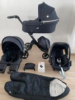 Poussette complète 3-en-1 Stokke Xplory noir-noir, Enfants & Bébés, Enlèvement ou Envoi, Comme neuf, Couverture pieds