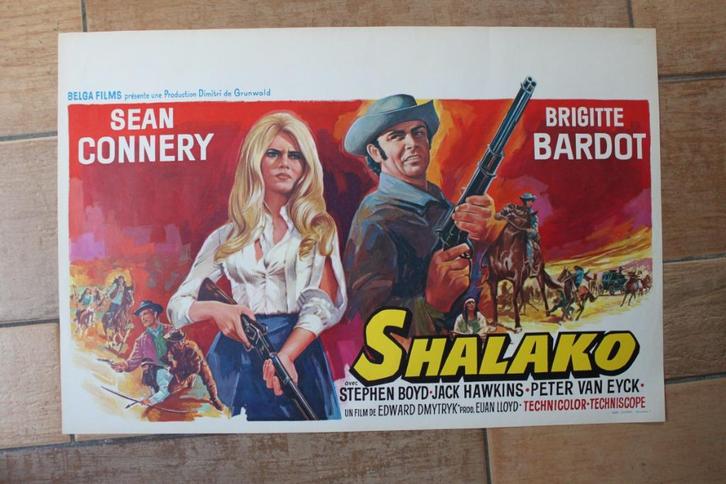 filmaffiche Brigitte Bardot Shalako 1968 filmposter, Verzamelen, Posters, Zo goed als nieuw, Film en Tv, A1 t/m A3, Rechthoekig Liggend