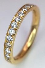 18 karaat geel gouden diamanten ring, Handtassen en Accessoires, Ophalen of Verzenden, Zo goed als nieuw, Geel