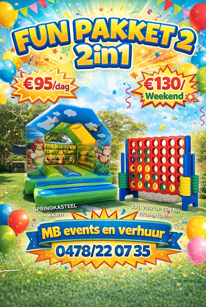 Te Huur 2in1 FUN PAKKET, Hobby & Loisirs créatifs, Articles de fête | Location, Enlèvement ou Envoi