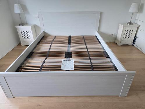 IKEA Brusali tweepersoonsbed 160x200, Huis en Inrichting, Slaapkamer | Bedden, Gebruikt, Twijfelaar, 160 cm, 200 cm, Hout, Wit