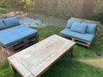 Pallet lounge met tafel - alles op wielen met rem, Ophalen, Zo goed als nieuw
