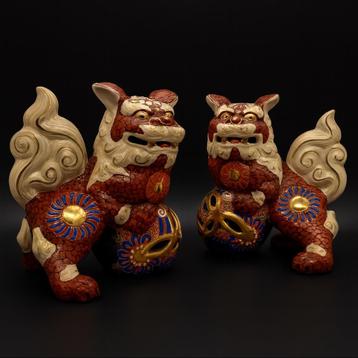 Vintage keramische Foo leeuwen — decoratief — jaren 70 beschikbaar voor biedingen