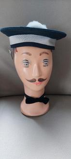 Nieuw vintage marineblauw 'matrozenhoedje' met witte pompon, Antiek en Kunst, Verzenden