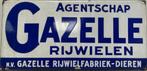 Emaille Reclamebord Agentschap Gazelle Rijwielen, Antiquités & Art, Antiquités | Email, Envoi
