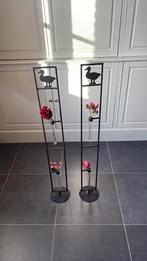 Twee decoratieve bloemenstaanders, Ophalen, Zwart, 75 cm of meer, Glas