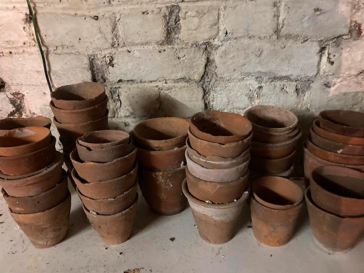 Terracotta potjes, Tuin en Terras, Bloempotten, Gebruikt, Terracotta, Binnen, Balkon, Tuin, Minder dan 40 cm, Ophalen