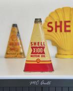Bidon conique d'huile moteur SHELL X-100, Utilisé, Enlèvement ou Envoi, Panneau publicitaire