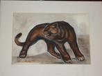 JEAN ROYER Fr panter originele pastel fusain art deco gesign, Ophalen