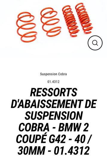 Ressorts d'abaissement de suspension Cobra - BMW 2 COUPÉ G42 beschikbaar voor biedingen