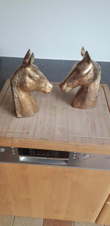 Vintage stel paardenhoofd boekensteunen  beschikbaar voor biedingen