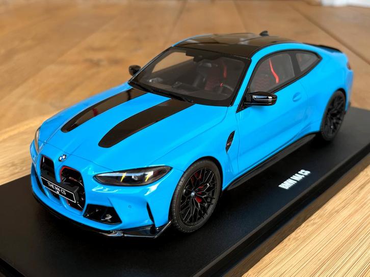 BMW M4 CS 2024 G82 blauw + carbon 1:18 GT Spirit GT511 nieuw, Hobby en Vrije tijd, Modelauto's | 1:18, Nieuw, Auto, Overige merken