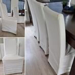6 eetkamerstoelen met lange hoes, Vijf, Zes of meer stoelen, Gebruikt, Wit, Hout
