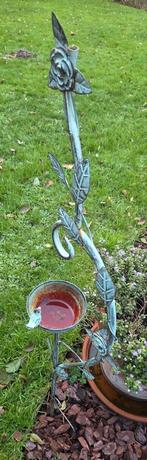 Vintage metalen vogeldrinkbakje, Tuin en Terras, Tuinstekers, Ophalen
