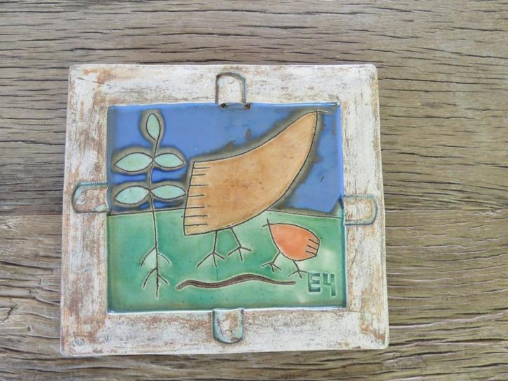 Vintage Scandinavische keramische muurtegel vogels, jaren 70, Antiek en Kunst, Antiek | Keramiek en Aardewerk, Ophalen of Verzenden