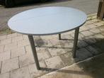 Table ronde grise avec allonges 120/160 possible 5 chaises, Gebruikt, Ophalen