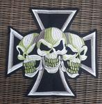 Maltezer kruis & triple skull biker strijk patch - 235x230mm, Neuf