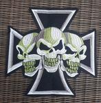 Maltezer kruis & triple skull biker strijk patch - 235x230mm, Ophalen of Verzenden, Nieuw