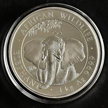 Zilveren munt 1 kilo, Somalia elephant 2021 999.9 beschikbaar voor biedingen